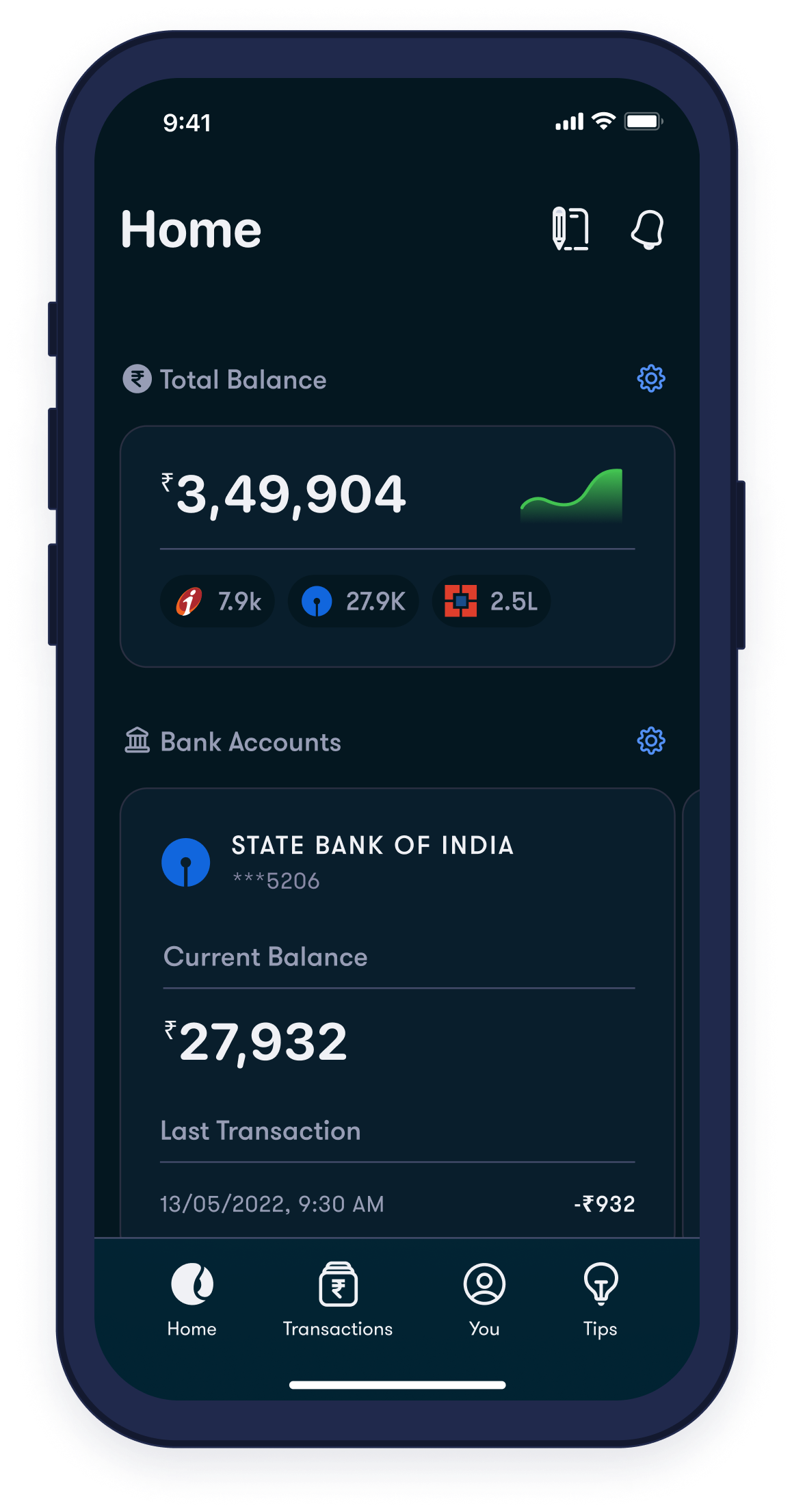 Screenshot of Fold ios app showing the home view