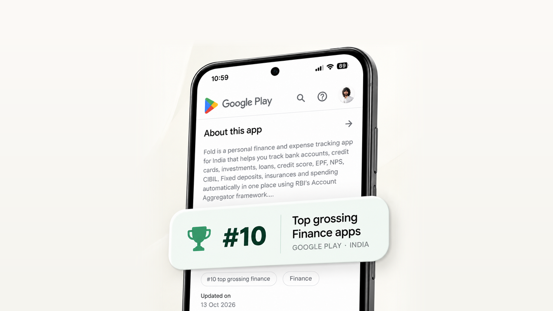 Fold's Google Play listing showing the #10 top grossing finance tag